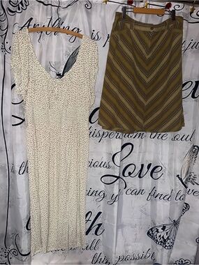 Cream Floral Milkmaid Dress size 2x and striped skirt size 16